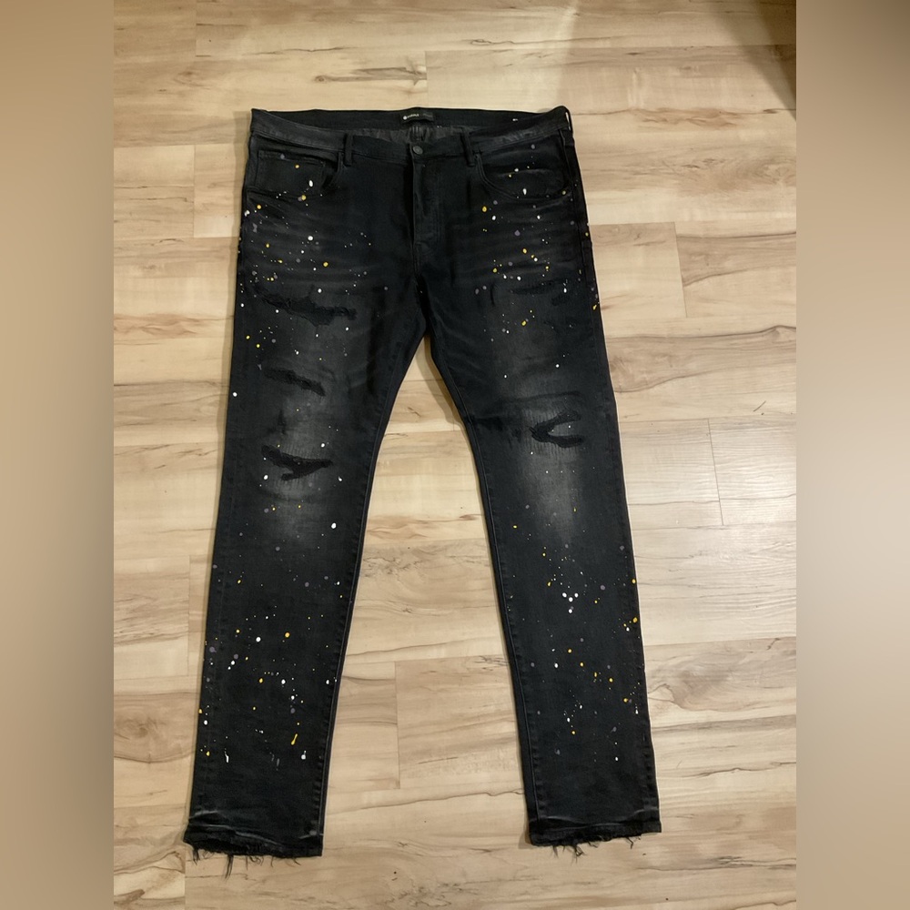 PURPLE BRAND paint splatter jeans